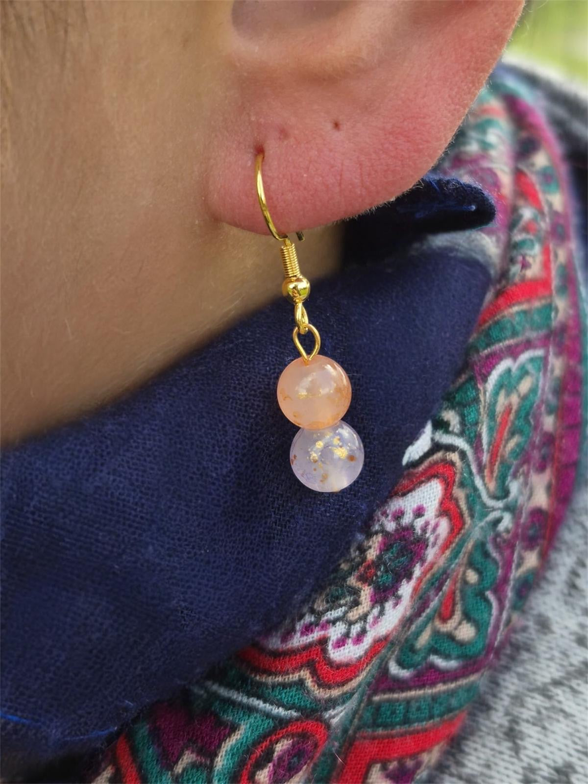 Créations boucles d'oreilles orange et lilas