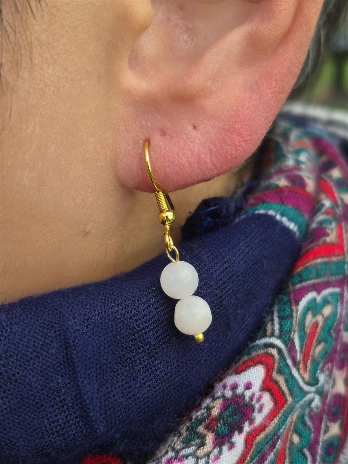 Créations boucles d'oreilles quartz blanc