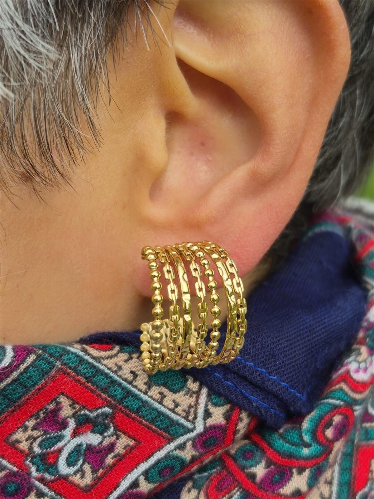 Boucles d'oreilles dorées anneaux épais