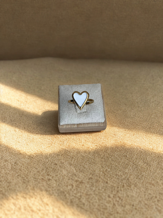 Bague cœur nacre