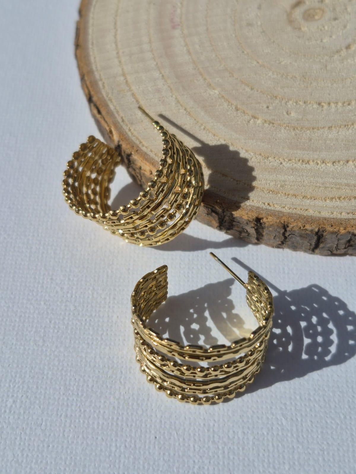 Boucles d'oreilles dorées anneaux épais