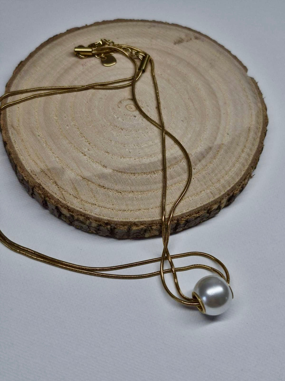 Collier double chaîne serpent avec perle