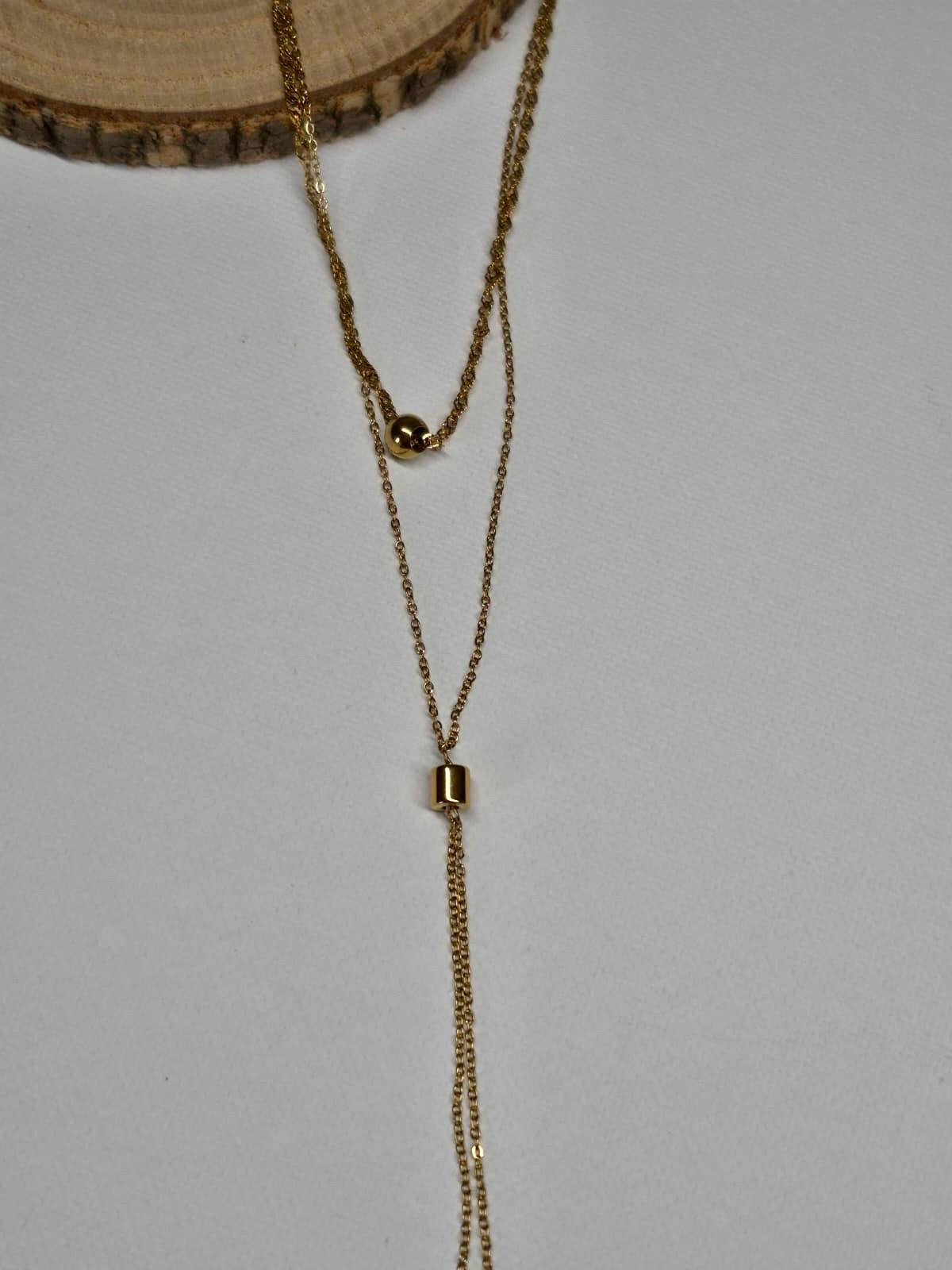 Collier doré double chaîne en Y