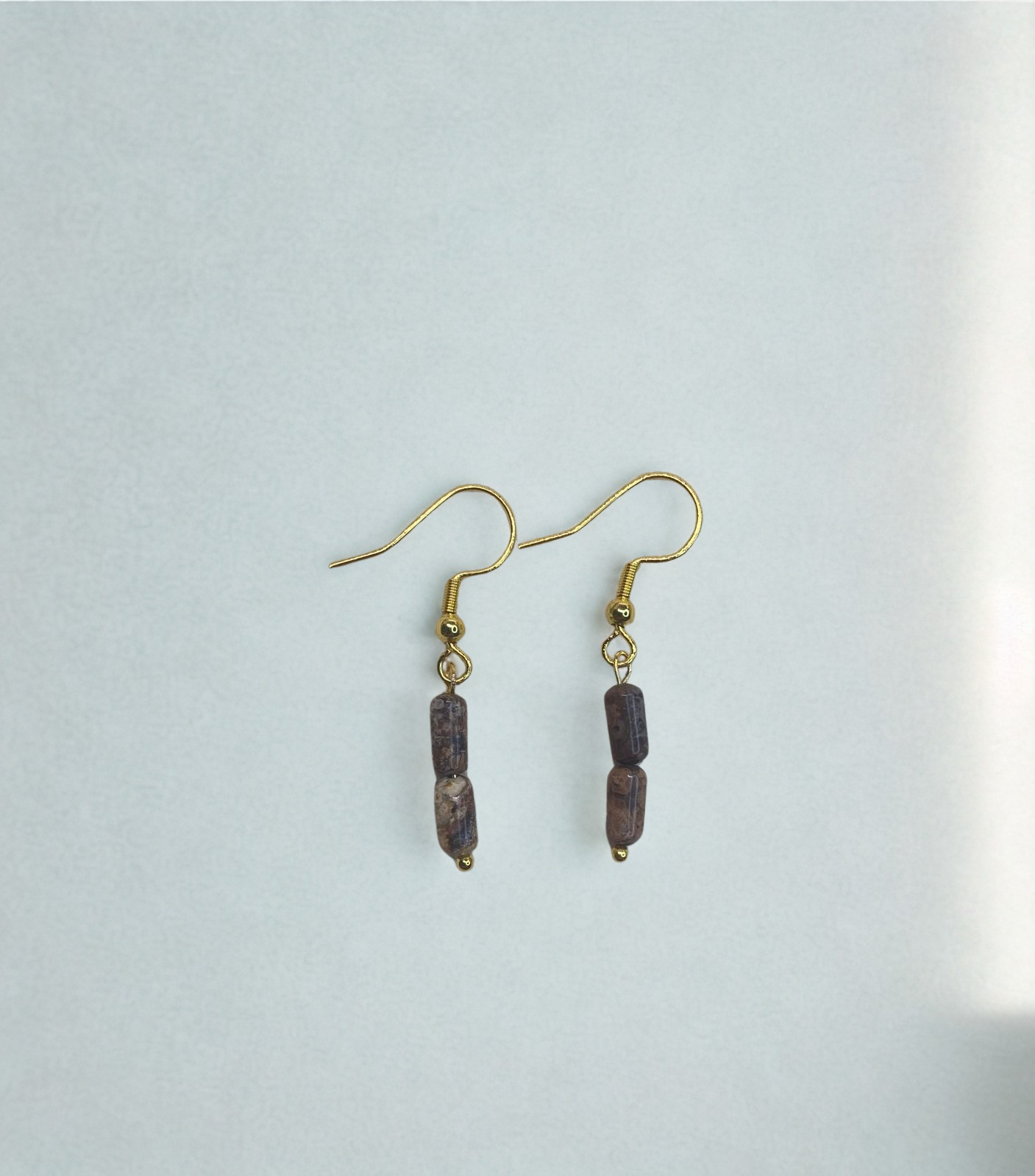 Créations boucles d'oreilles pendentif marron