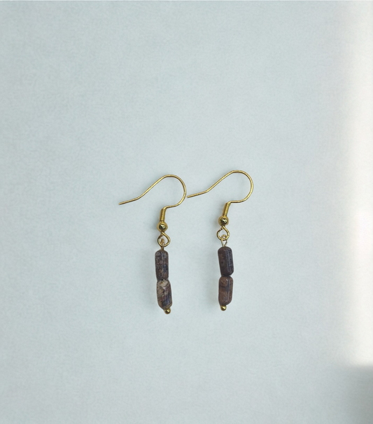 Créations boucles d'oreilles pendentif marron