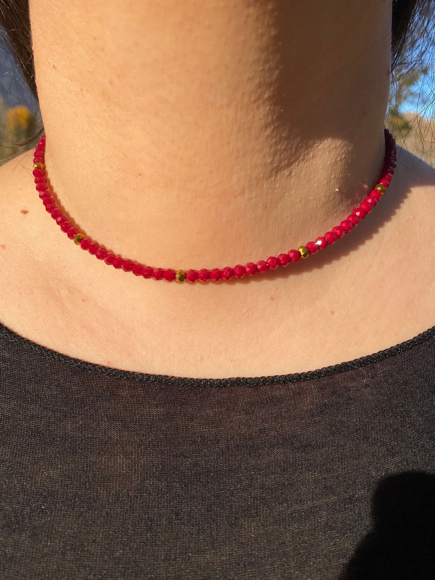 Collier création rouge