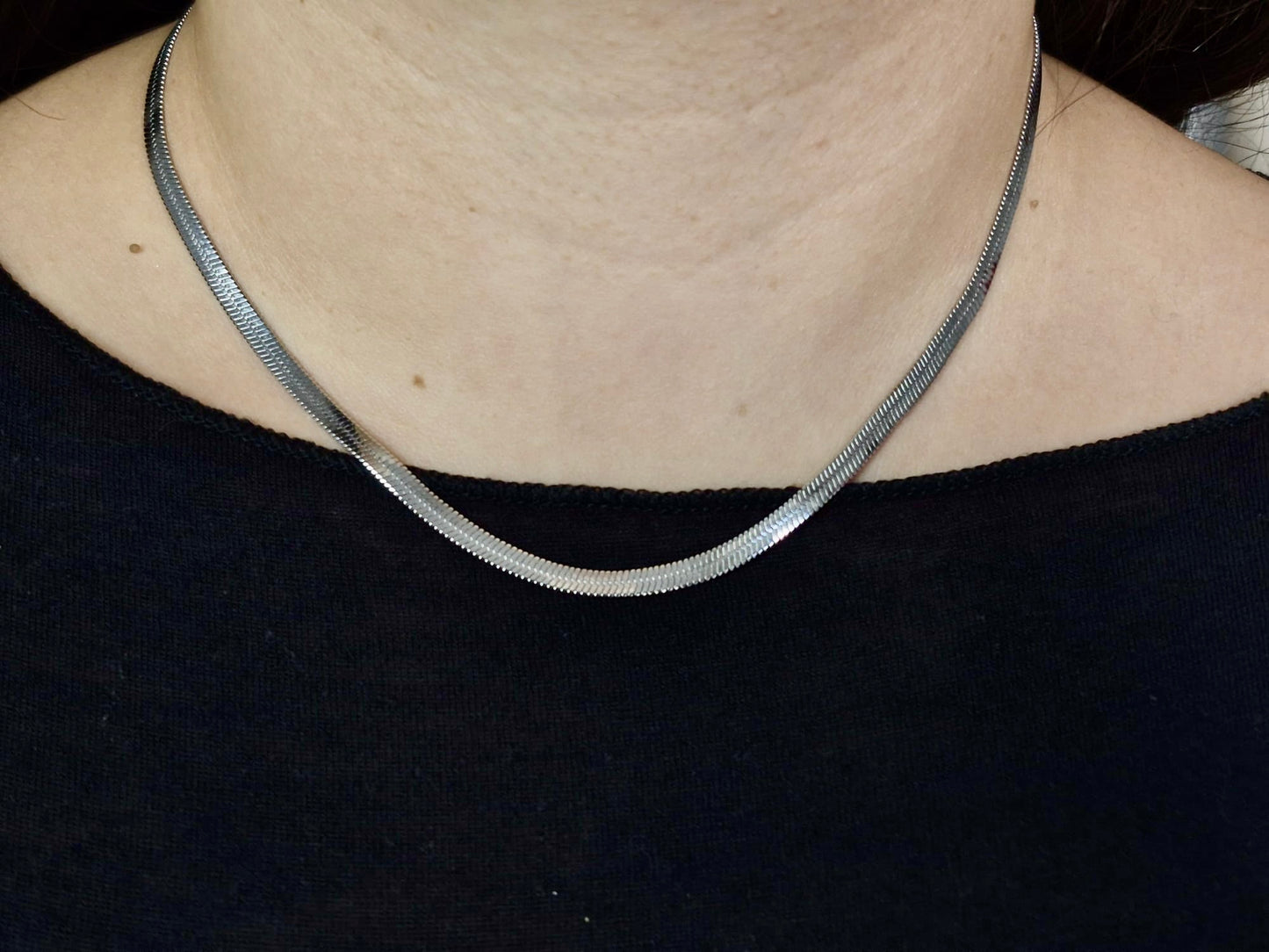 Collier maille serpent argenté