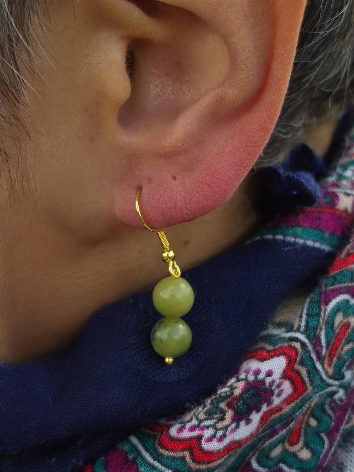 Créations boucles d'oreilles vertes