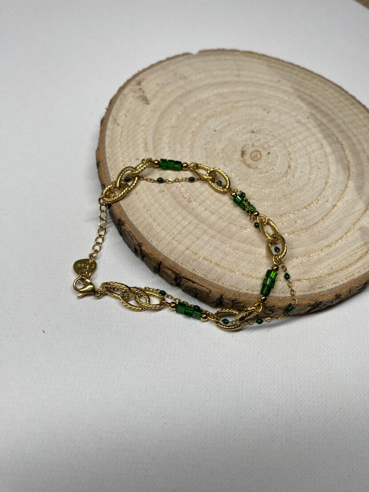 Bracelet double chaine avec pierre