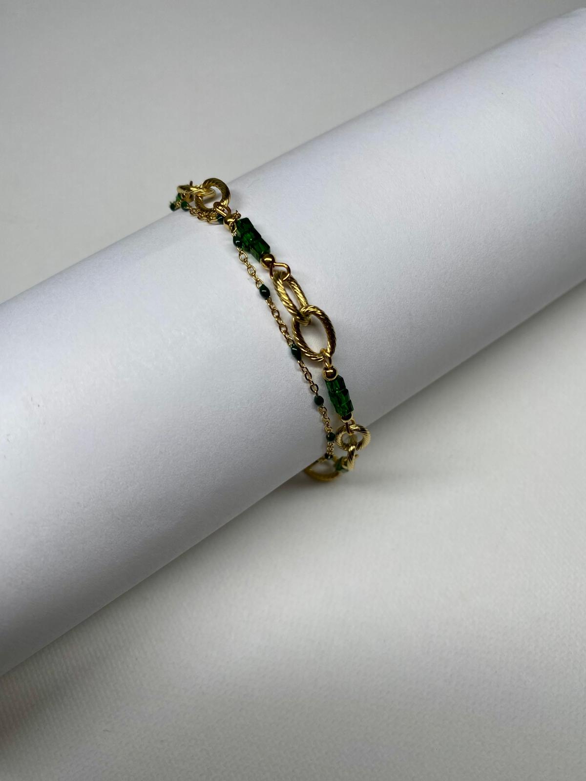 Bracelet double chaine avec pierre