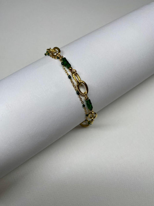 Bracelet double chaine avec pierre