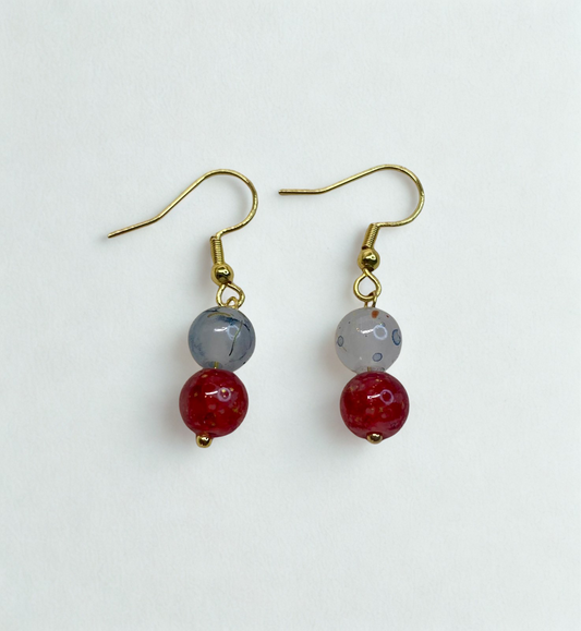 Créations  boucles d'oreilles rouges et lilas