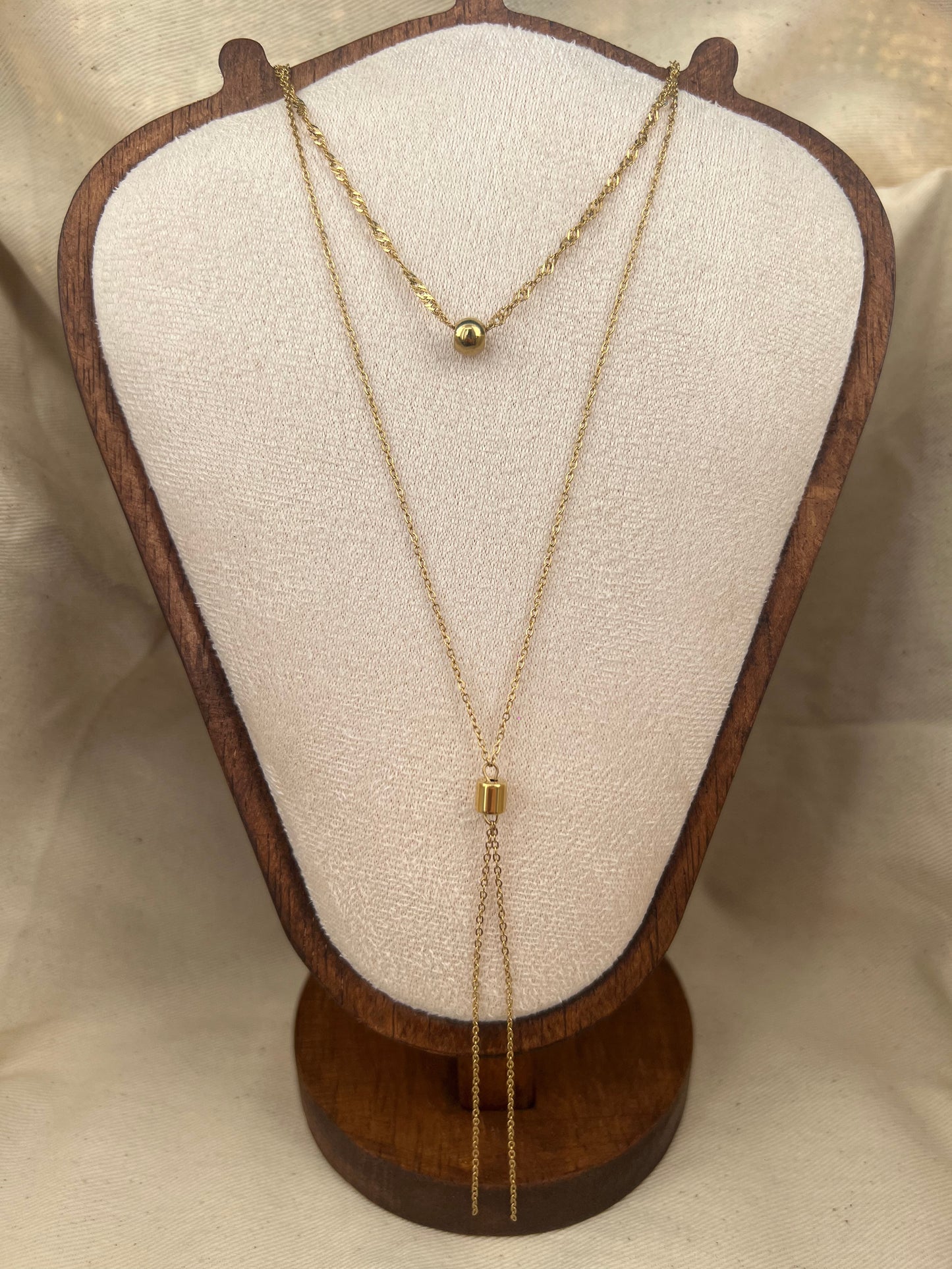 Collier doré double chaîne en Y