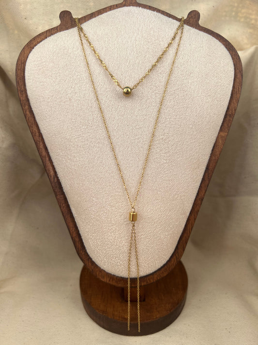 Collier doré double chaîne en Y