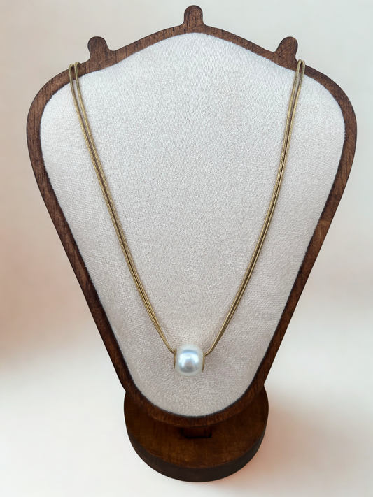 Collier double chaîne serpent avec perle