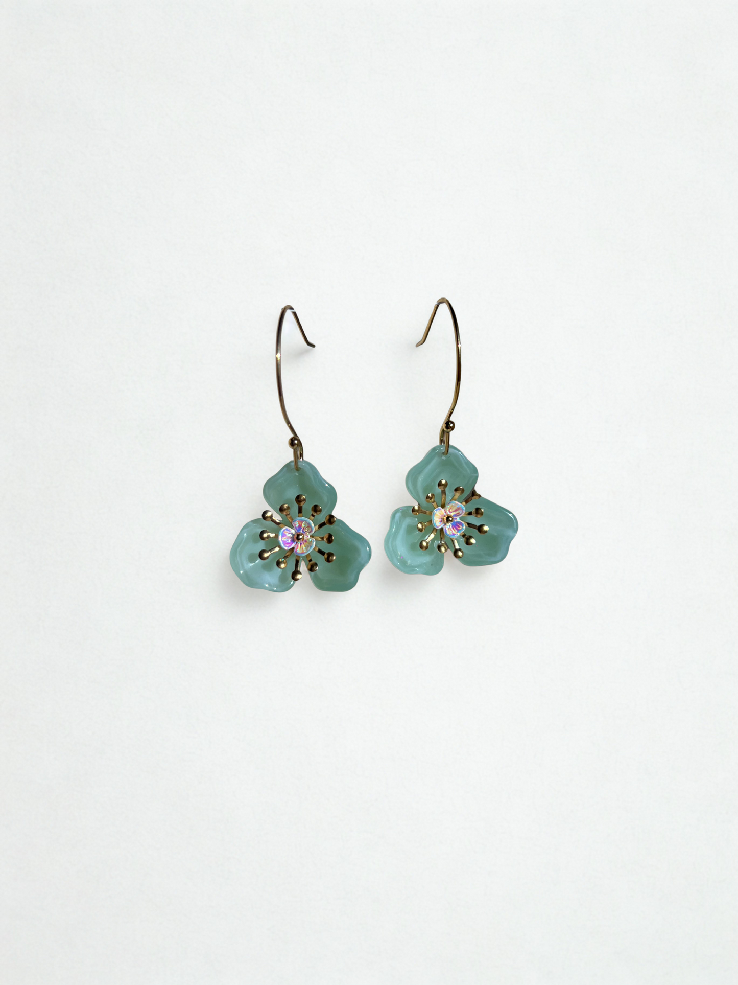 Boucles d'oreilles avec fleur verte