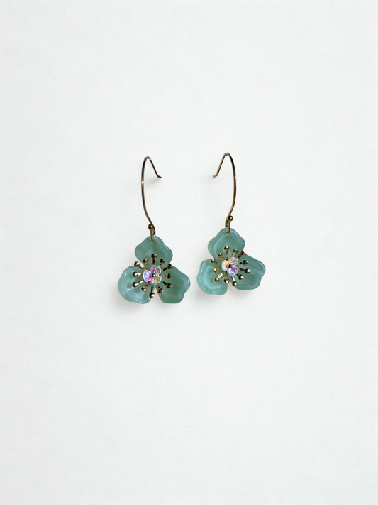 Boucles d'oreilles avec fleur verte